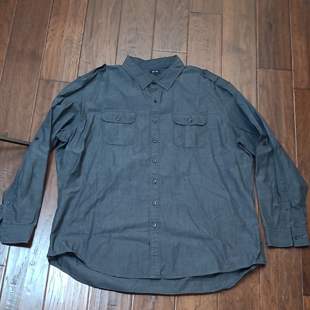 Apt. 9 Charcoal Dark Denim Dress Shirt size XXL